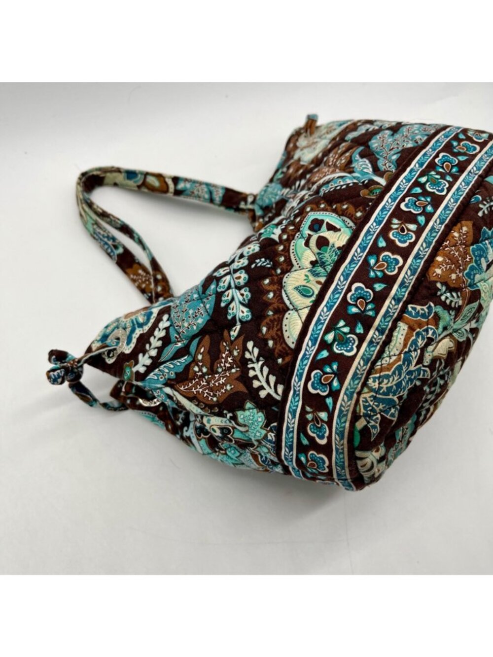 Vera Bradley Java Blue Fabric Floral Quilted Shoulder Bag - Picture 7 of 10